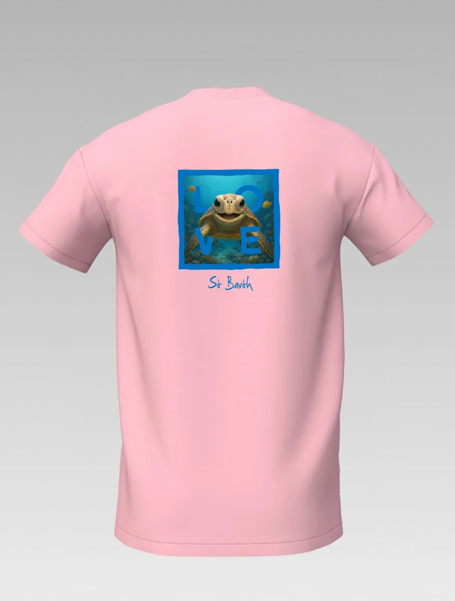 Kids’ Pink T-shirt – Saint-Martin & St Barth Signature Turtle – LOVE Edition