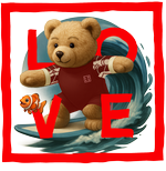 Red Surfing Bear LOVE