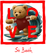 Red Surfing Bear St Barth