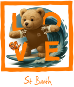 Orange Surfing Bear St Barth