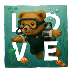White Diving Bear LOVE - with background
