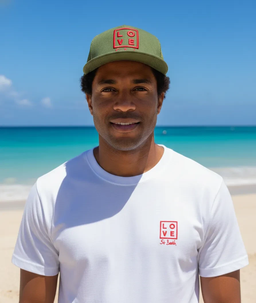 Love Concept Store Trucker Cap – Olive Green / Military Green – Embroidered Logo in Deep Red