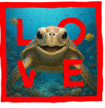 Red Turtle LOVE - with background