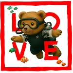 Red Diving Bear LOVE - Bottomless