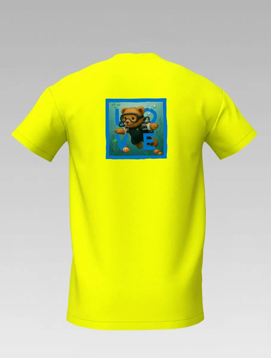 Kids’ Yellow T-shirt – Diving Bear – LOVE Edition