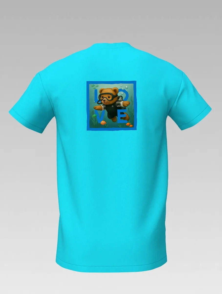 Kids’ Turquoise T-shirt – Diving Bear – LOVE Edition