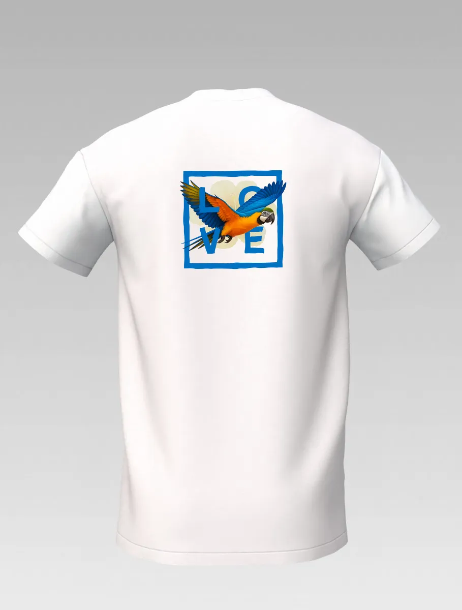 Children’s White T-Shirt – Caribbean Parrot – LOVE Edition