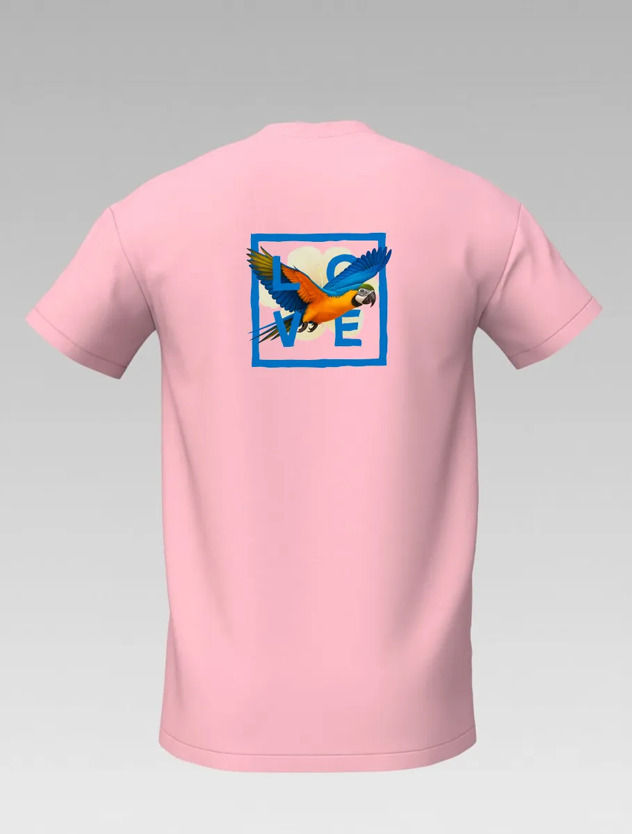 Children’s Pink T-Shirt – Caribbean Parrot – LOVE Edition