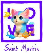 Fluo blue cat Saint Martin